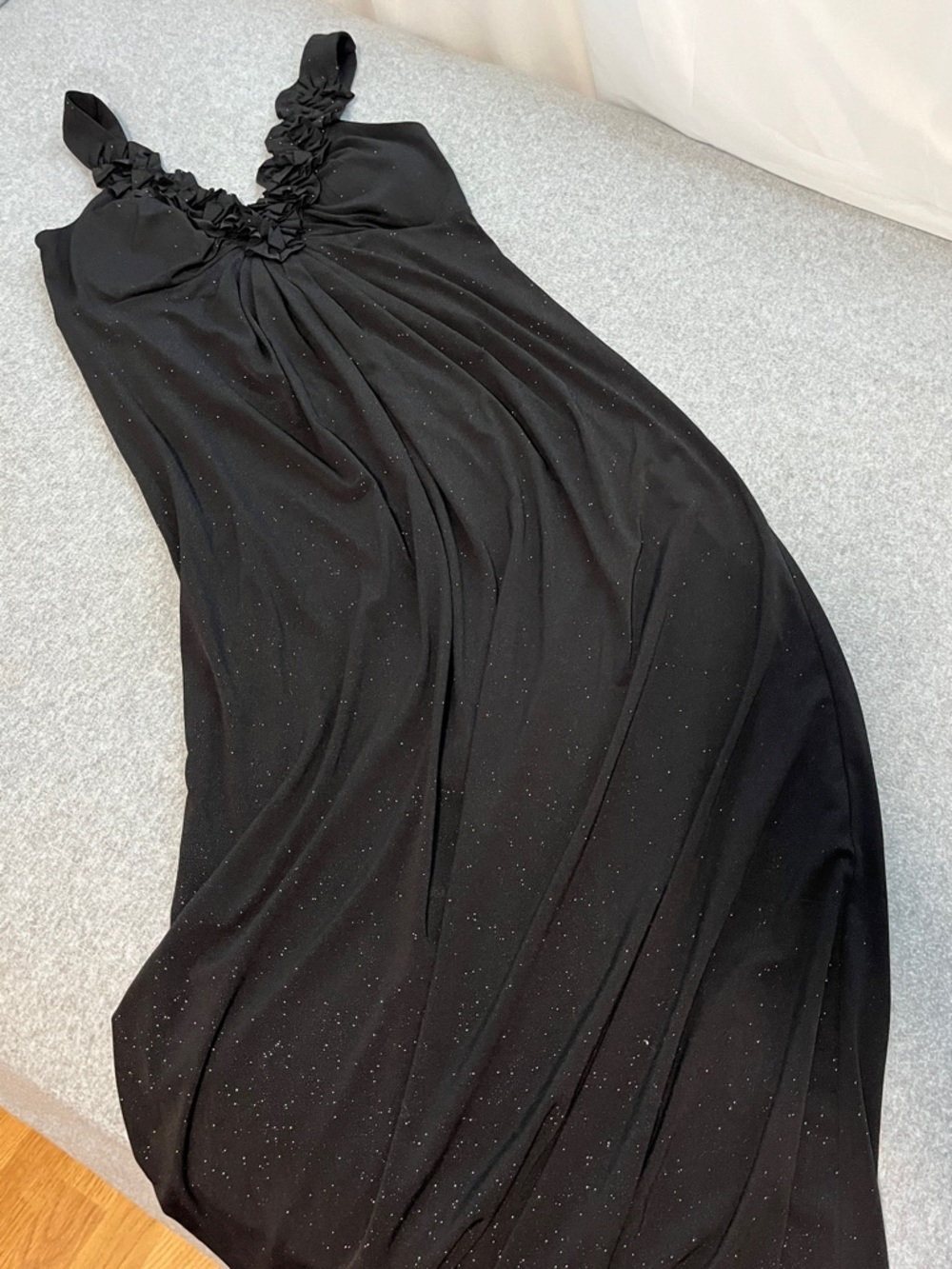 Y2K Black Celestial Maxi Dress Womens 6 Strap Sparkle Event Hoco Prom Whimsigoth